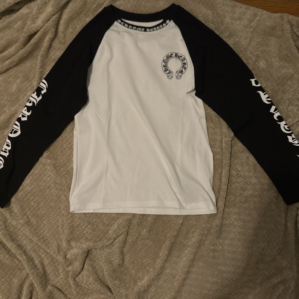 Black and White Long Sleeve chrome hearts shirt